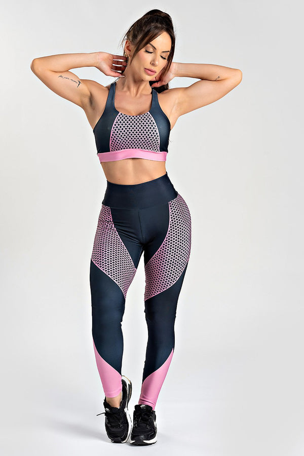Conjunto Top Estampa Localizada Renda Rosa Prime®