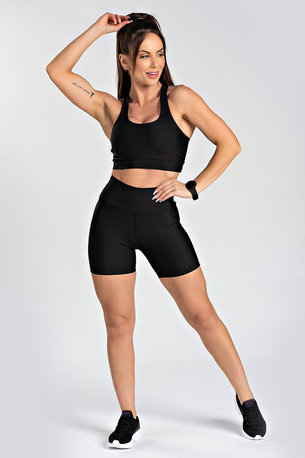 Conjunto Bermuda Lisa Preta Poliamida Prime®
